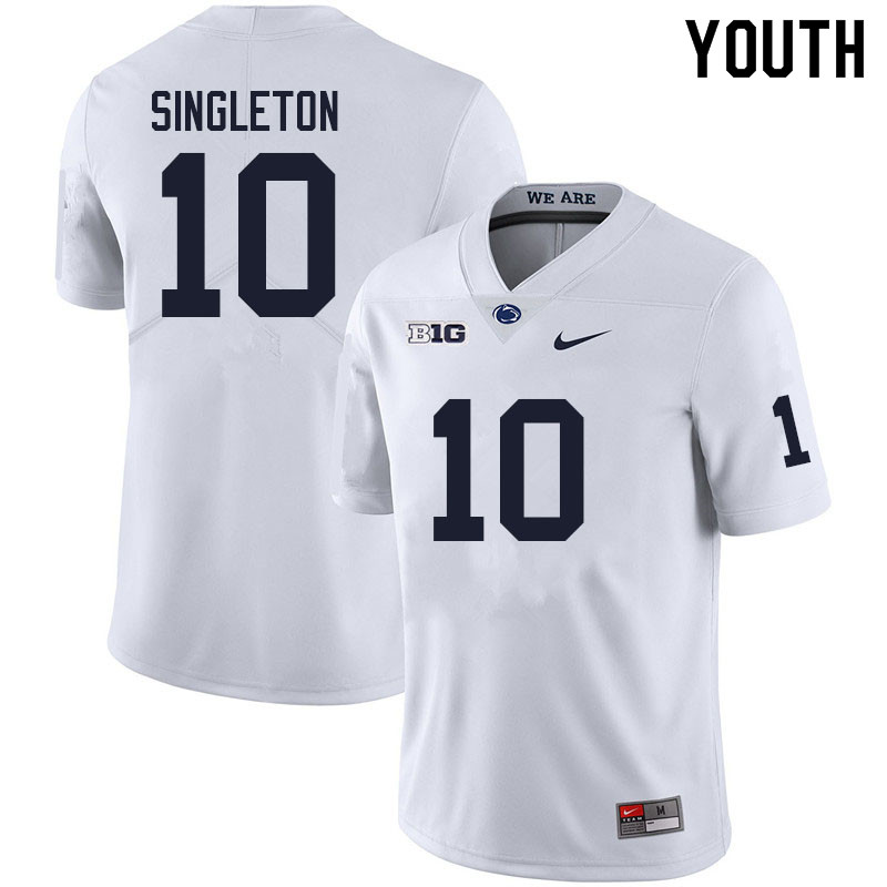 Youth #10 Nicholas Singleton Penn State Nittany Lions College Football Jerseys Sale-White - Click Image to Close